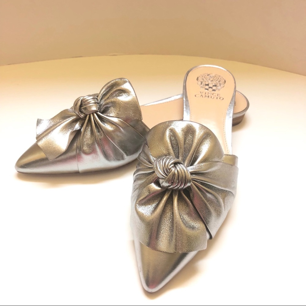 Vince Camuto Silver Leather Marketa Flat Mule